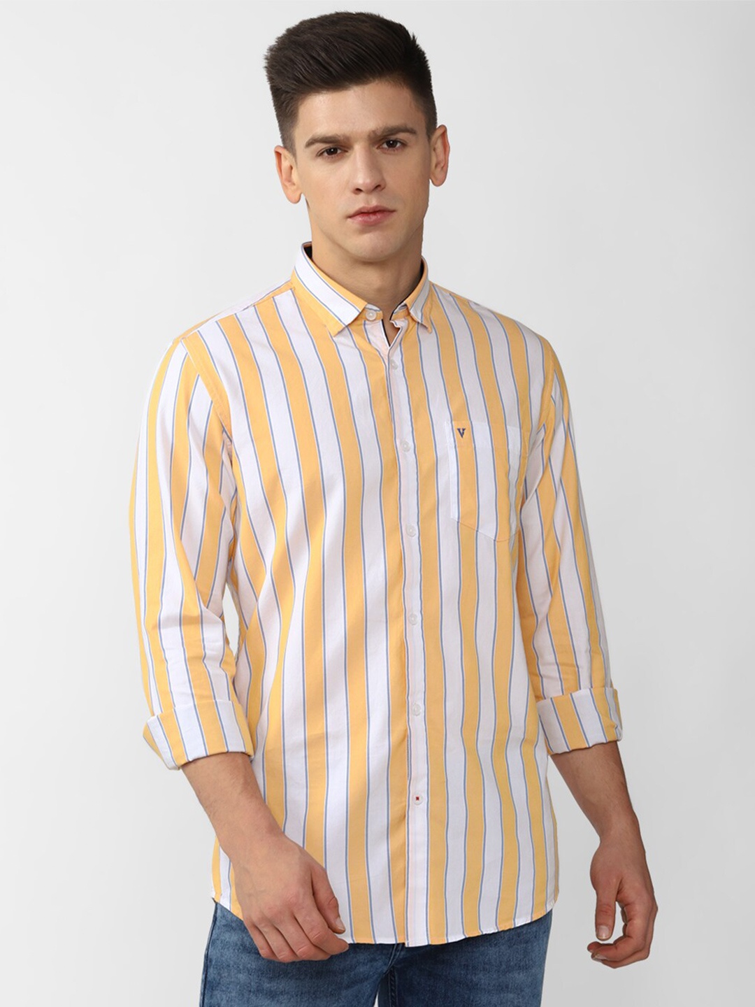 

Van Heusen Sport Men Orange Slim Fit Striped Casual Shirt