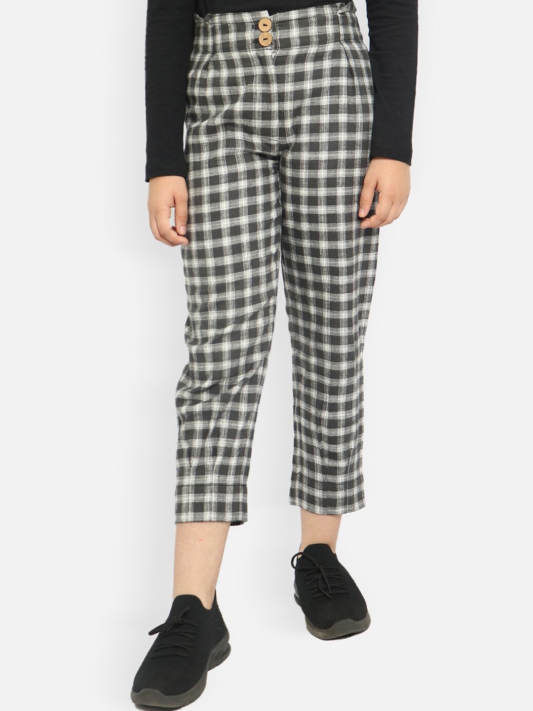 

Natilene Girls Black Checked Pencil Skinny Fit Trousers