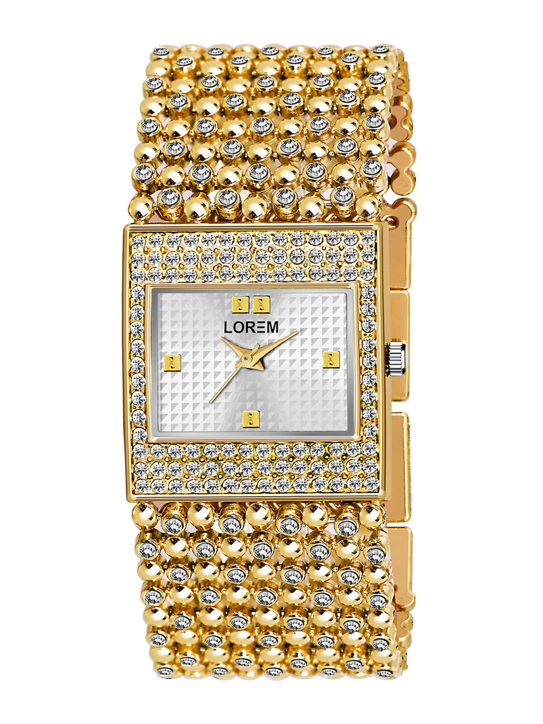 

FERRIZZO Women Silver-Toned Embellished Dial & Gold Toned Bracelet Style Straps Analogue Watch, Off white