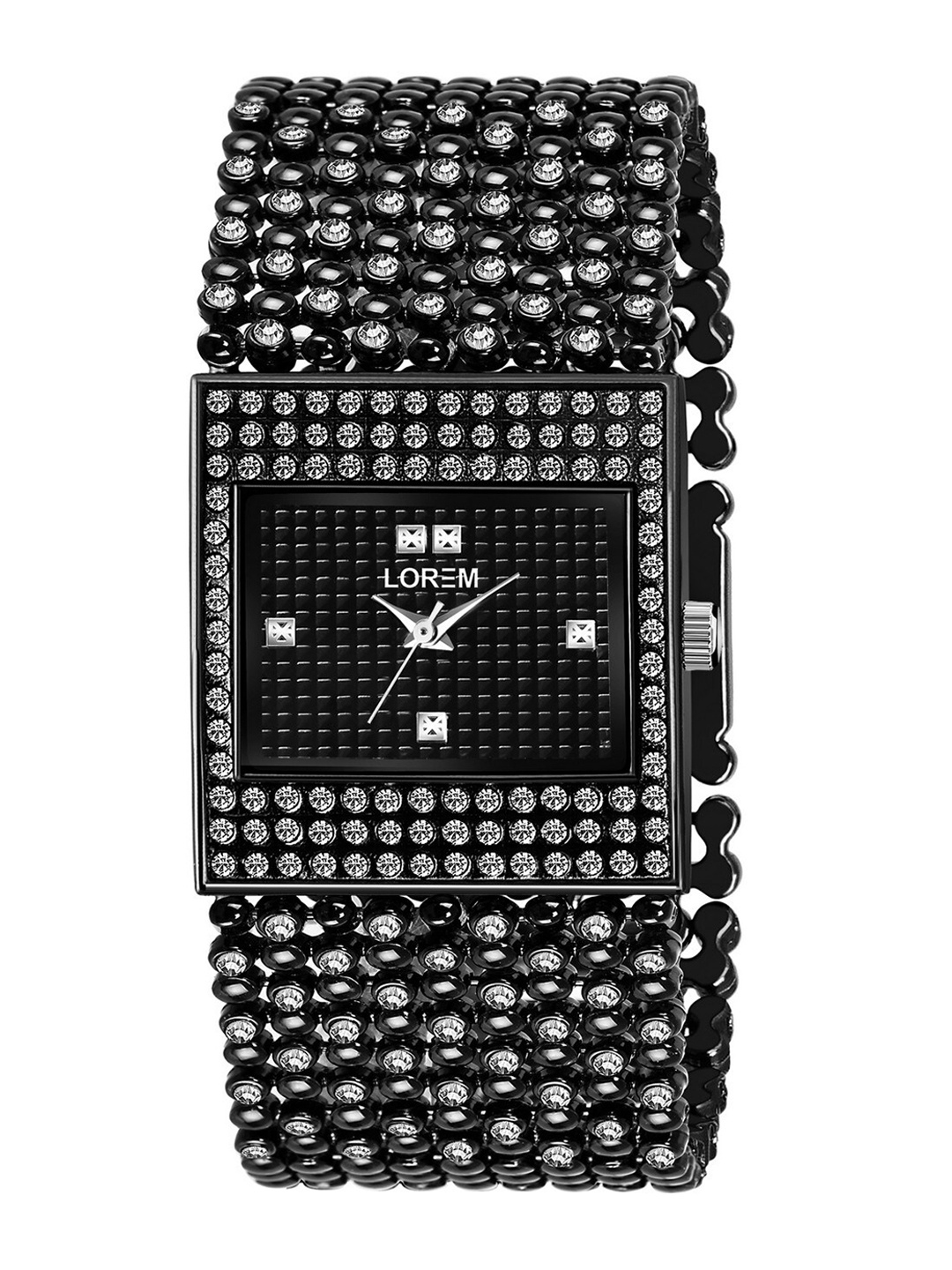 

FERRIZZO Women Black Embellished Dial & Black Bracelet Style Straps Analogue Watch LR286