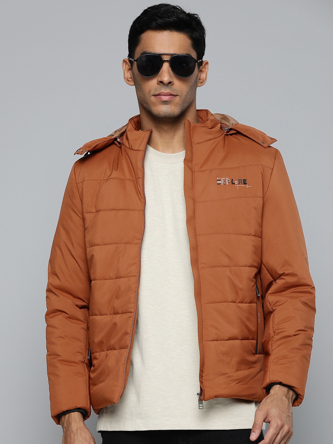 

Fort Collins Men Mustard Brown Solid Padded Jacket