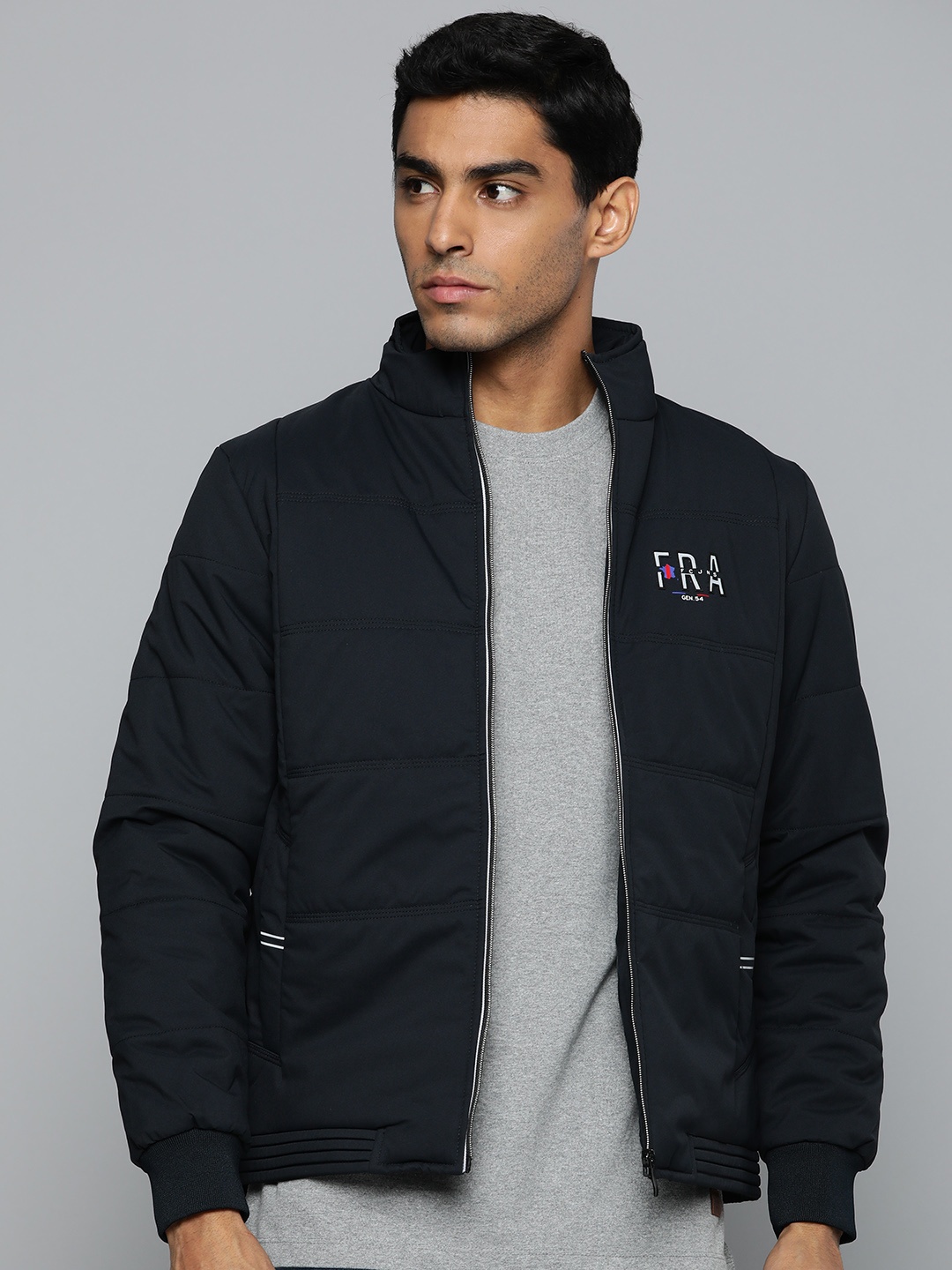 

Fort Collins Men Navy Blue Solid Padded Jacket