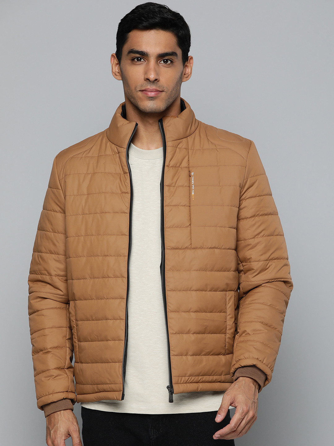 

Fort Collins Men Mustard Brown Solid Padded Jacket