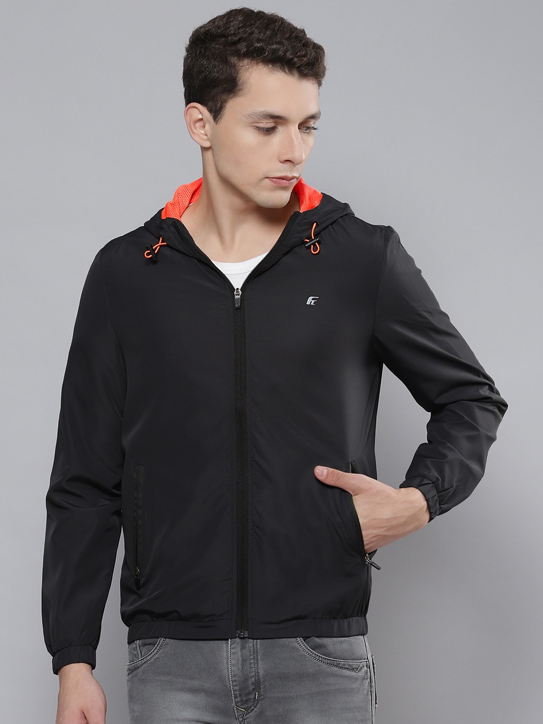 

Fort Collins Men Black Solid Hooded Tailored Jacket