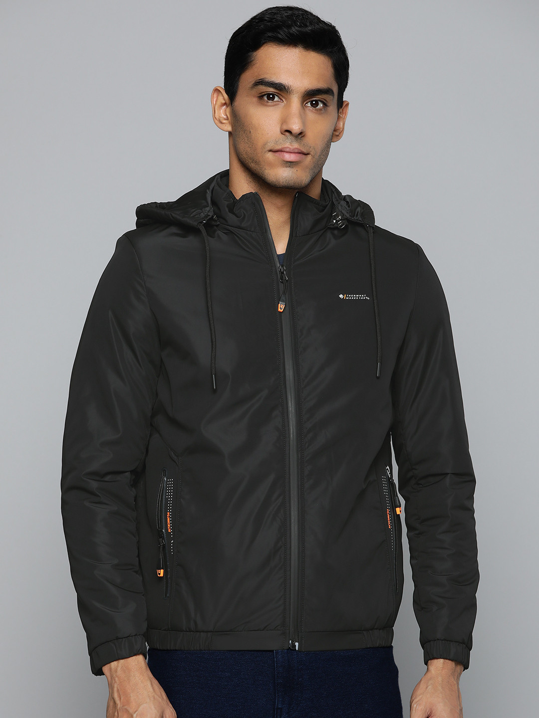 

Fort Collins Men Black Solid Padded Jacket With Detachable Hood