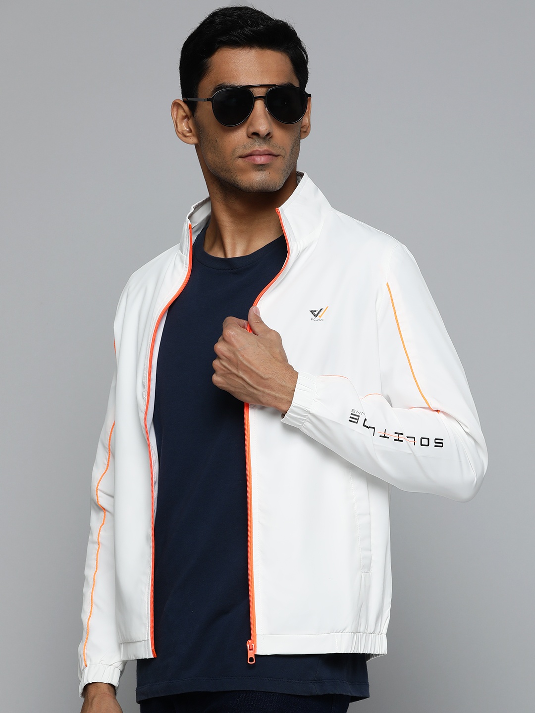

Fort Collins Men White Solid Bomber Jacket