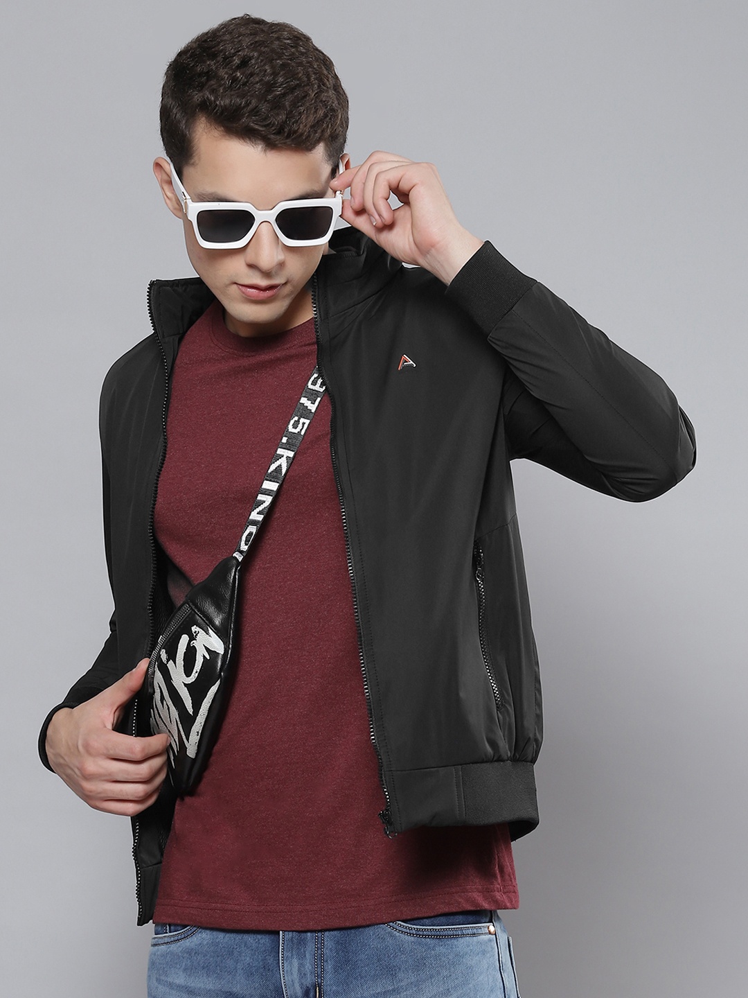 

Fort Collins Men Black Solid Bomber Jacket