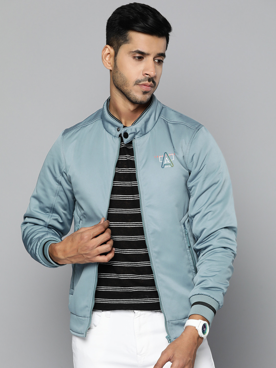 

Fort Collins Men Blue Solid Padded Jacket