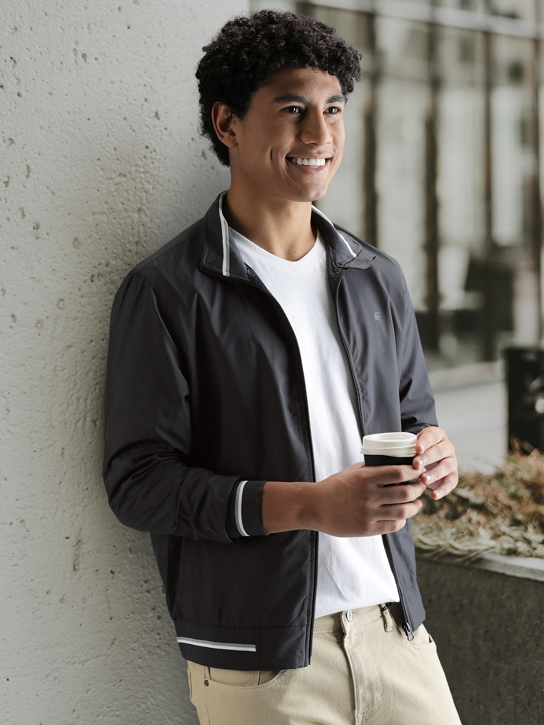 

Fort Collins Men Navy Blue Solid Bomber Jacket