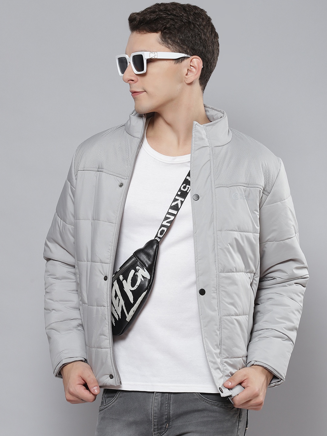 

Fort Collins Men Grey Solid Padded Jacket