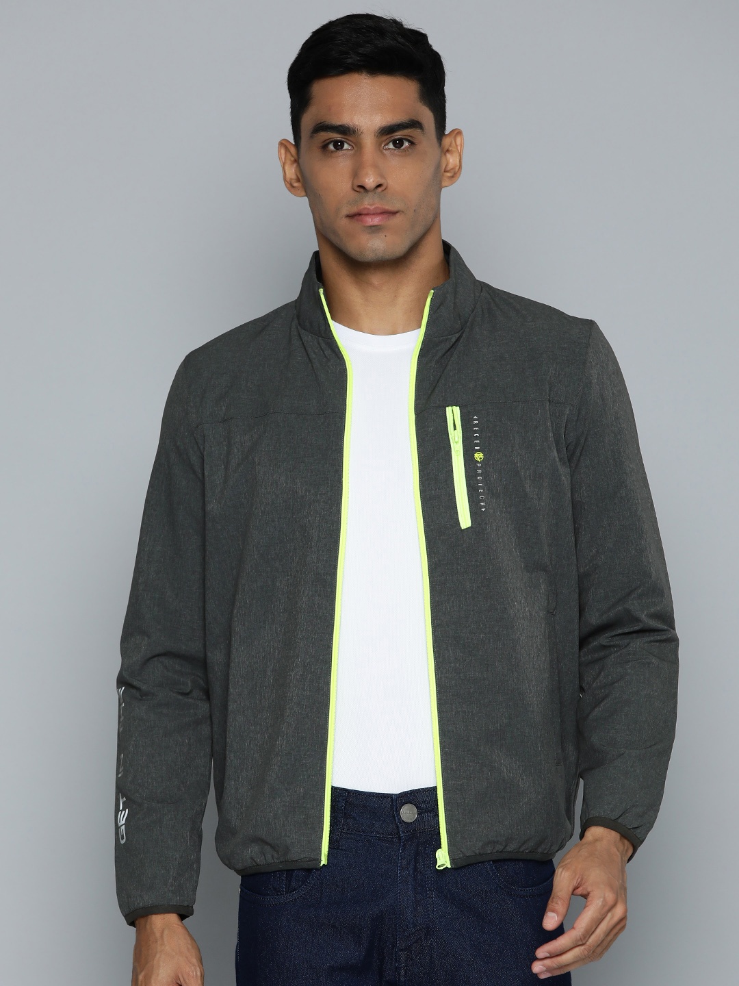 

Fort Collins Bomber Jacket with Contrast Zip, Grey