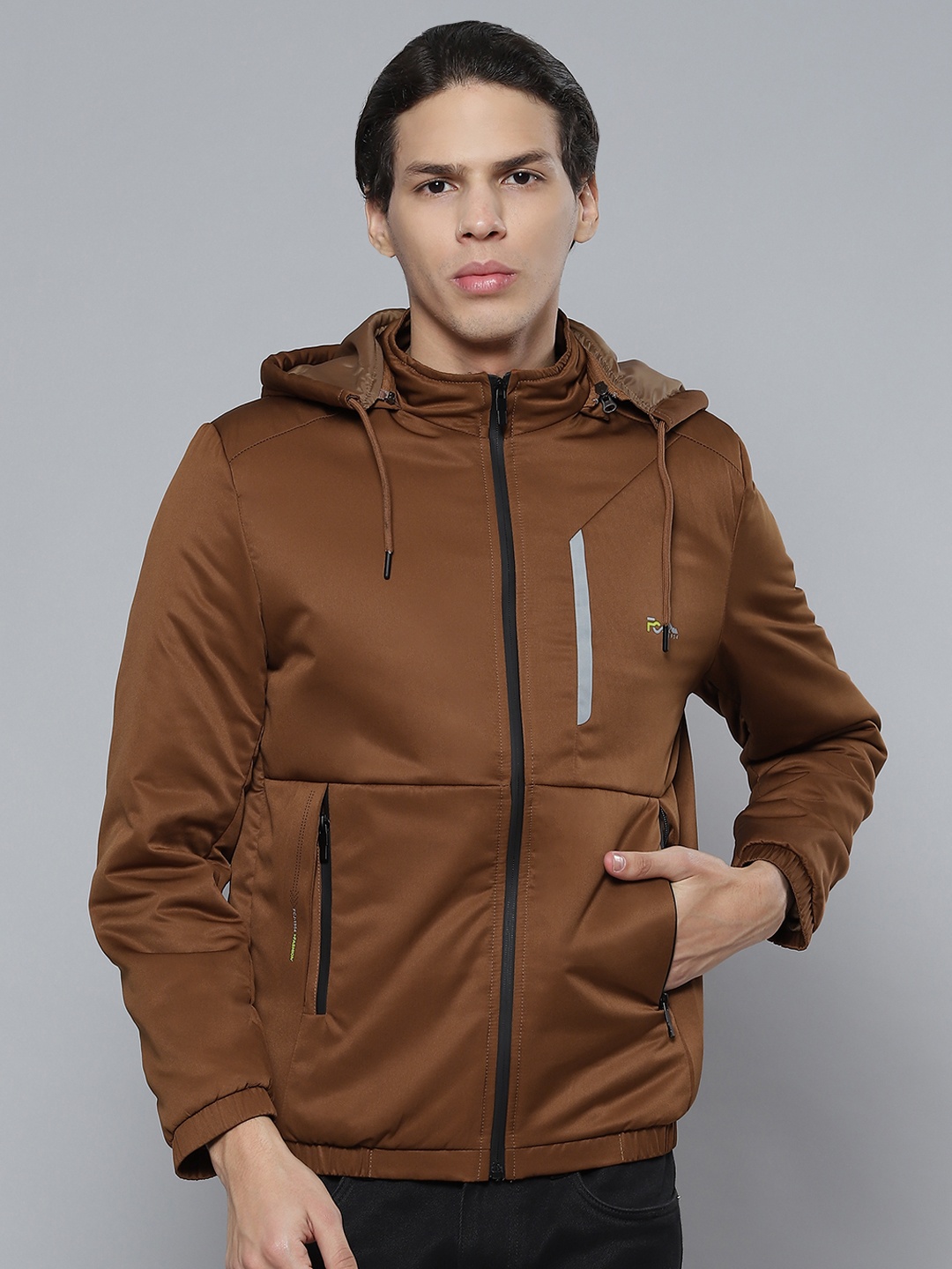 

Fort Collins Men Brown Hooded Collar Tailored Jacket