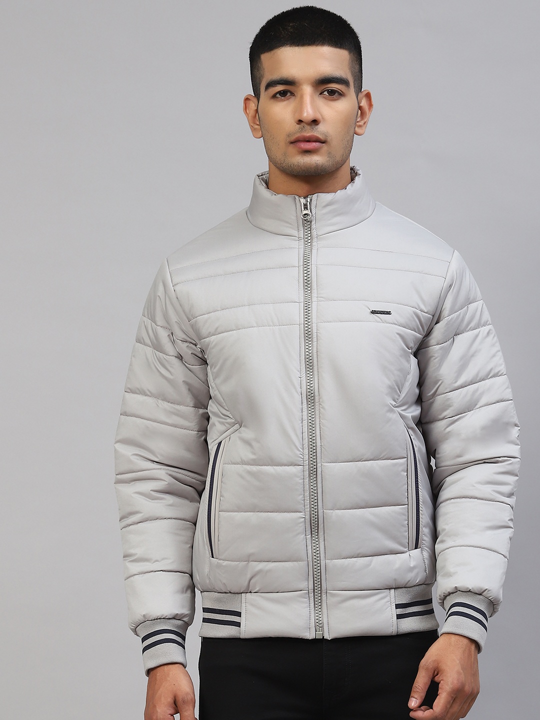 Foreign Culture By Fort Collins Men Grey Solid Padded Jacket