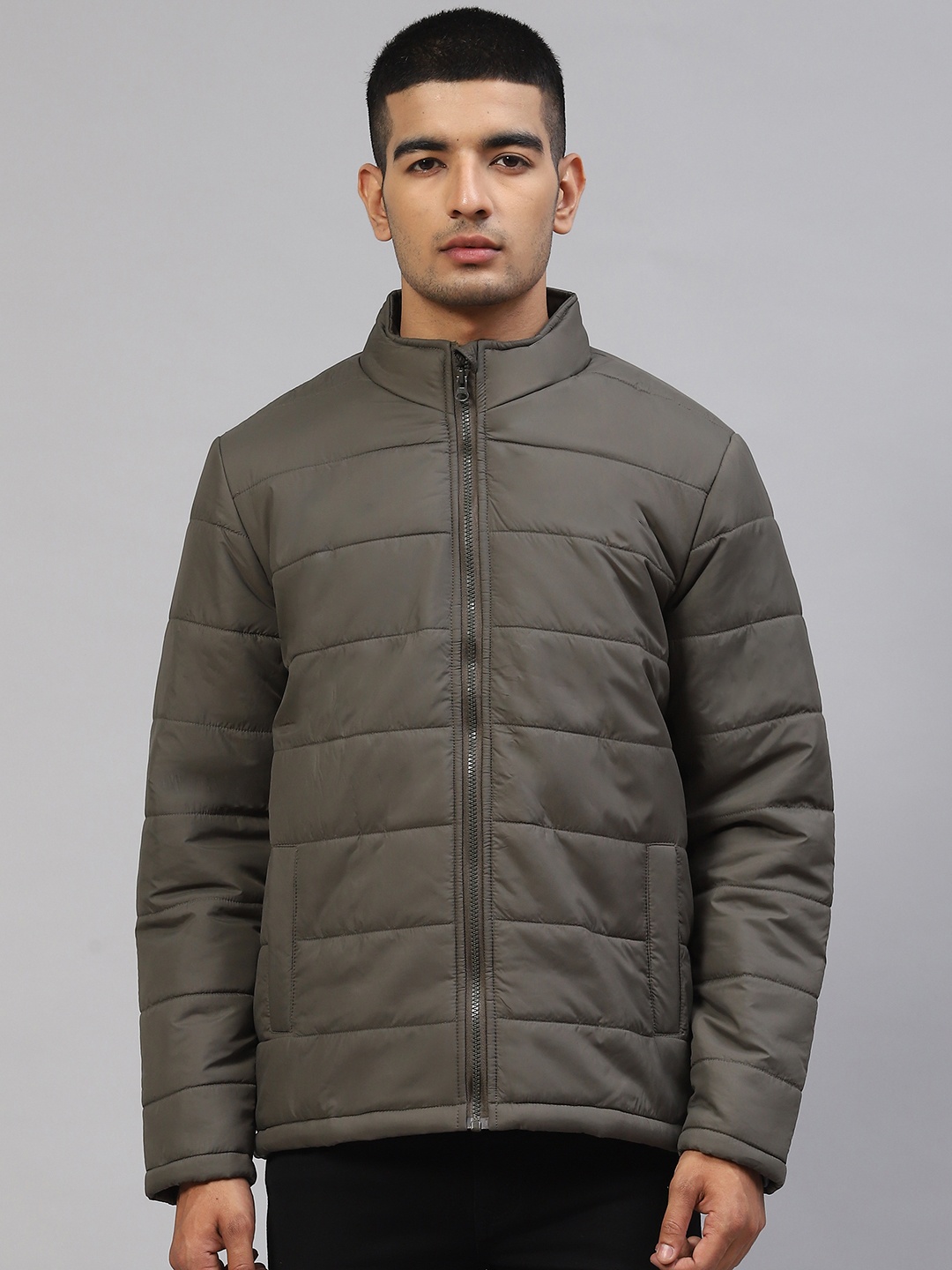 

Foreign Culture By Fort Collins Men Olive Green Solid Padded Jacket