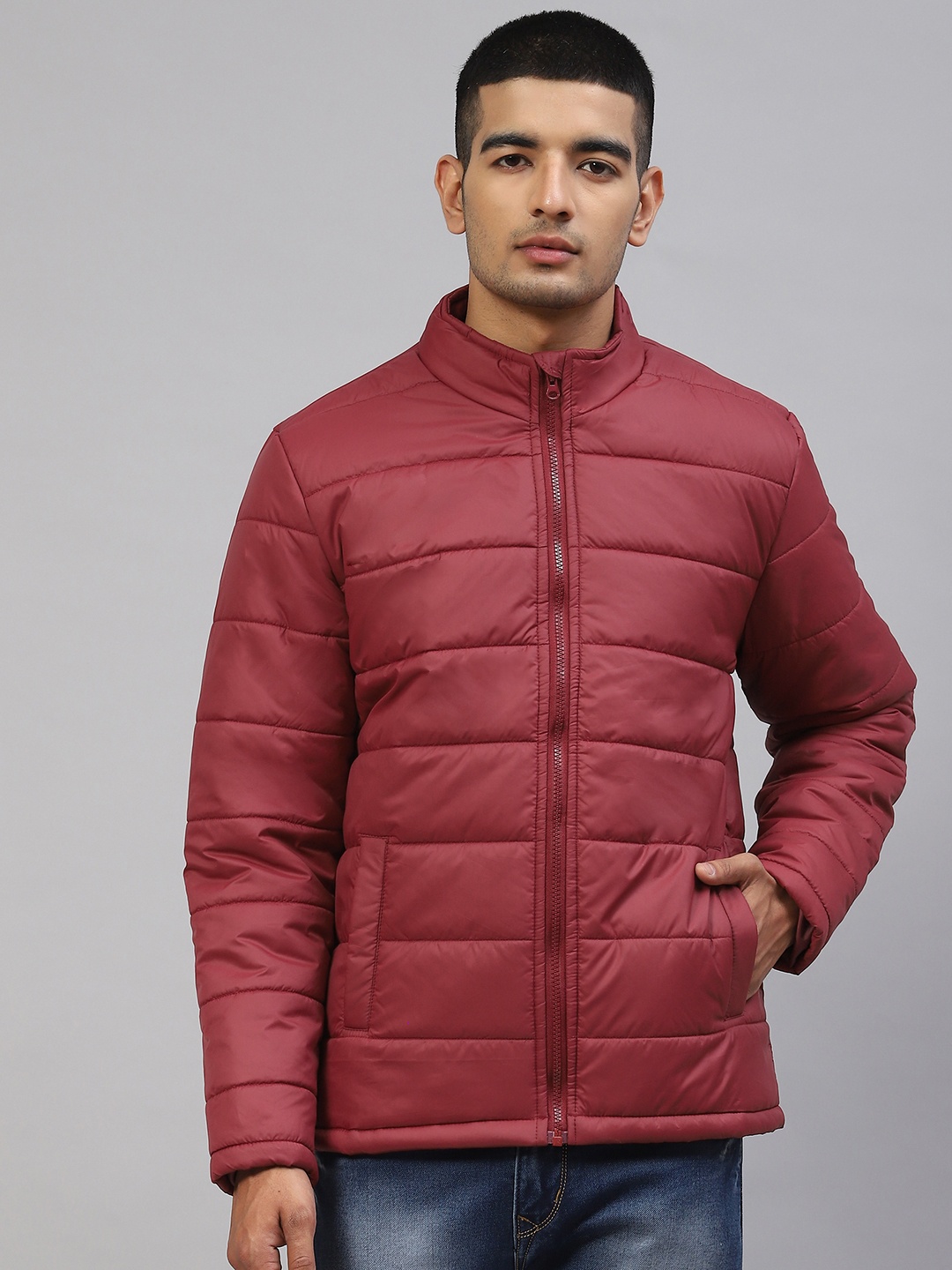 

Foreign Culture By Fort Collins Men Maroon Solid Padded Jacket