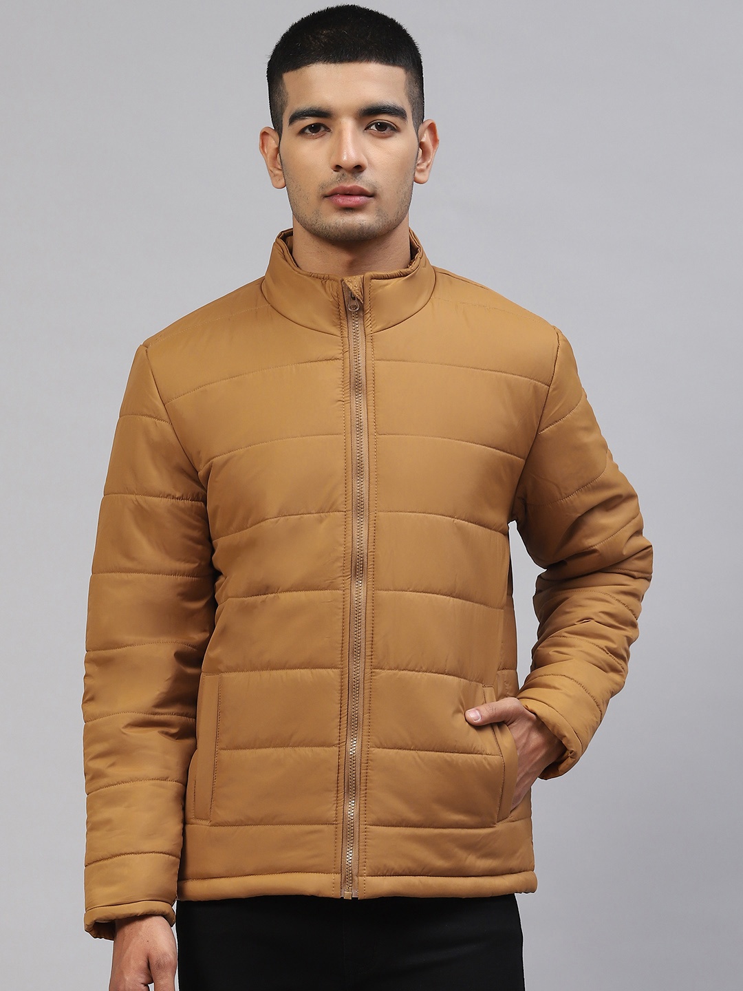

Foreign Culture By Fort Collins Men Mustard Brown Solid Padded Jacket