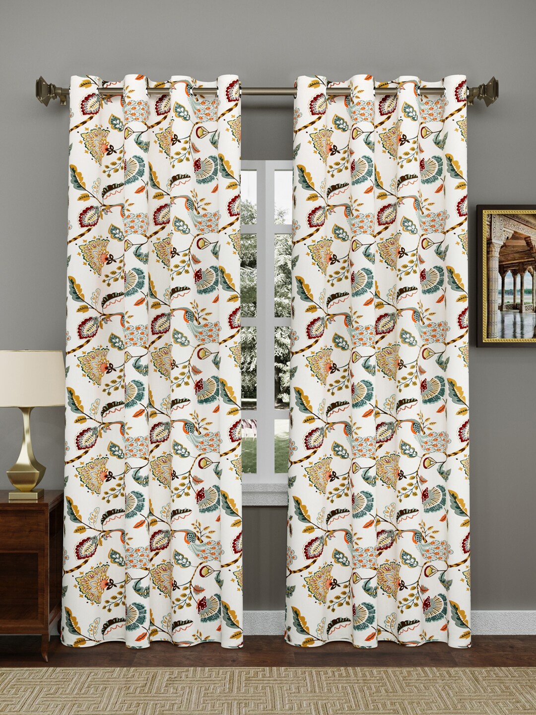 

Gulaab Jaipur White & Blue Pack of 2 Floral Door Curtain