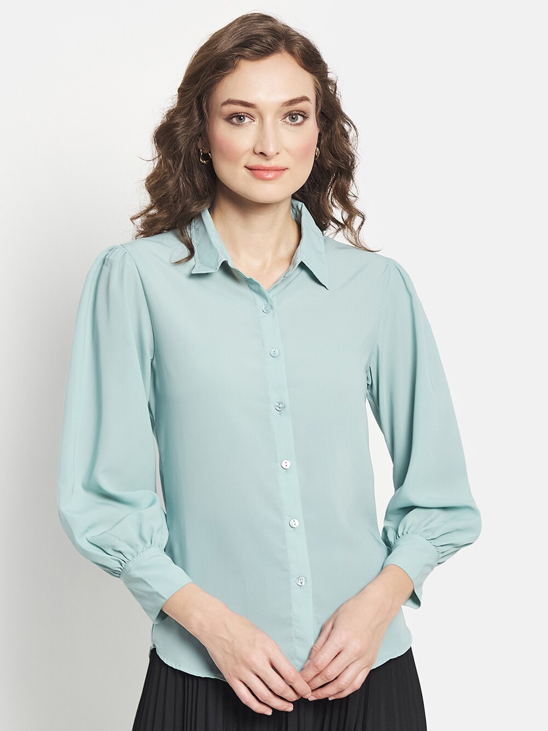 

METTLE Women Olive Green Cotton Casual Shirt