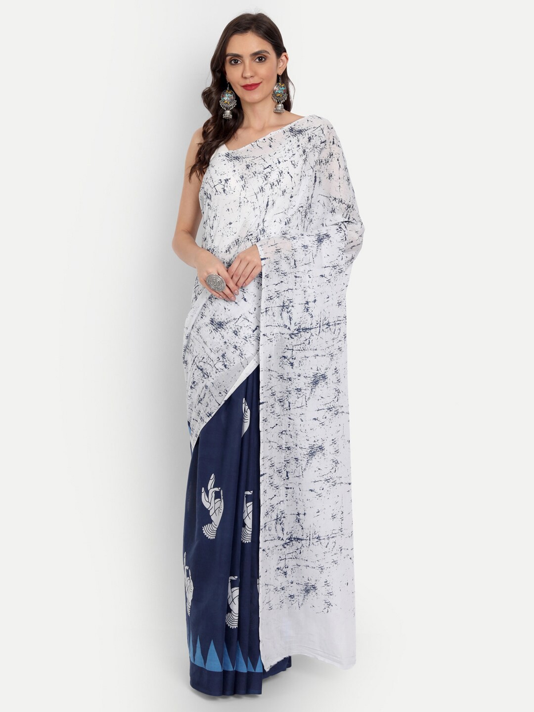 

BUTA BUTI Women Blue & Off White Pure Cotton Saree