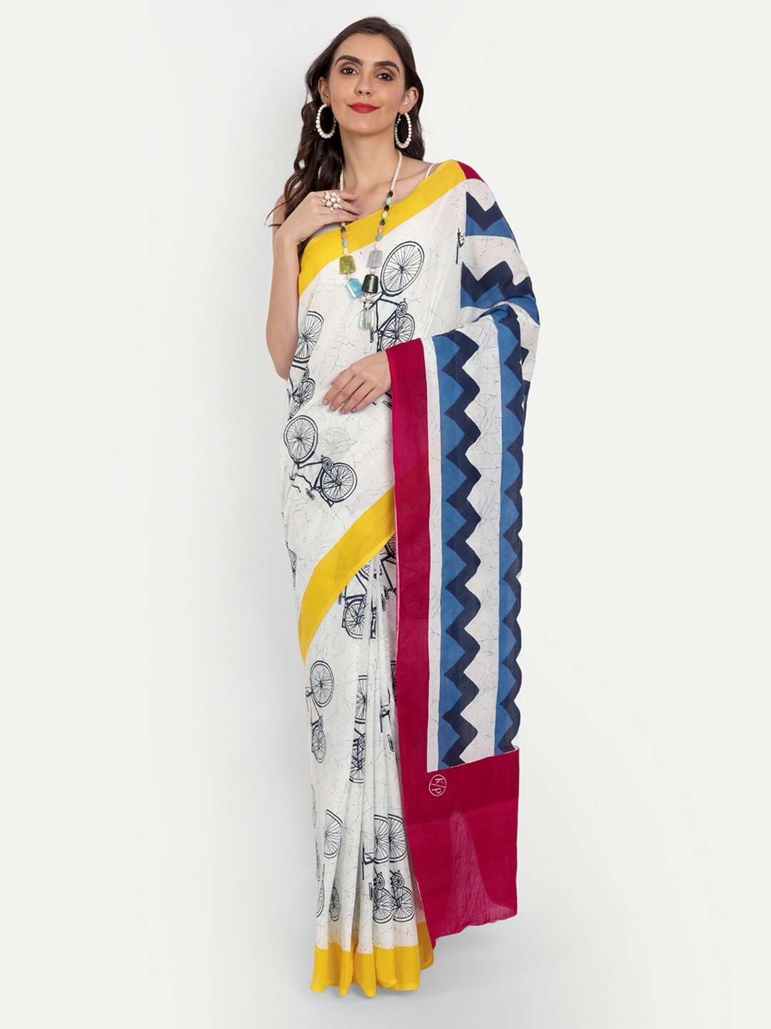 

BUTA BUTI White & Yellow Pure Cotton Ready to Wear Saree