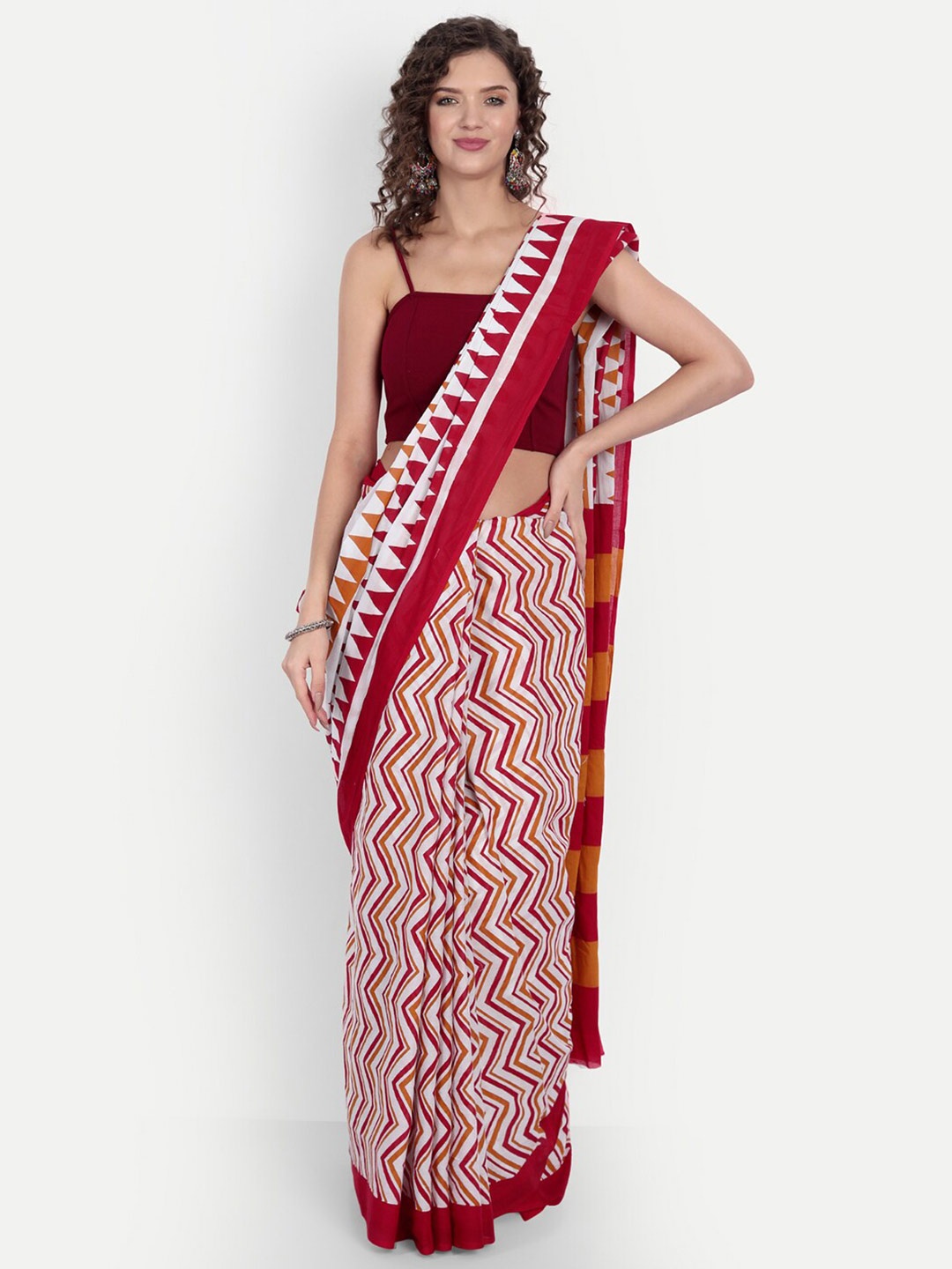 BUTA BUTI Women Pink & Off White Pure Cotton Saree