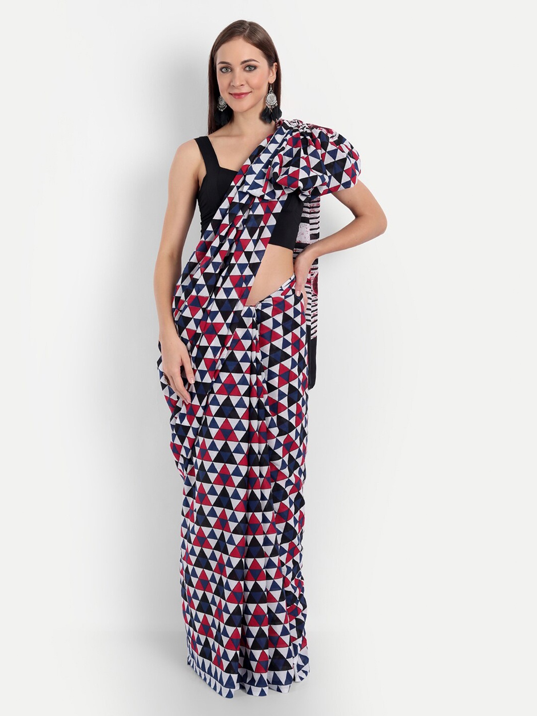 

BUTA BUTI White & Black Printed Pure Cotton Saree