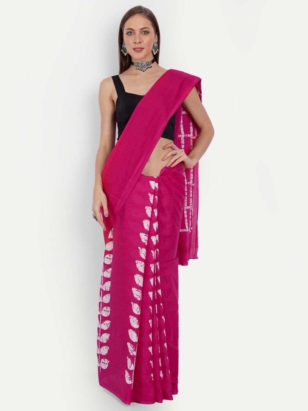 

BUTA BUTI Pink & White Batik Pure Cotton Ready to Wear Saree
