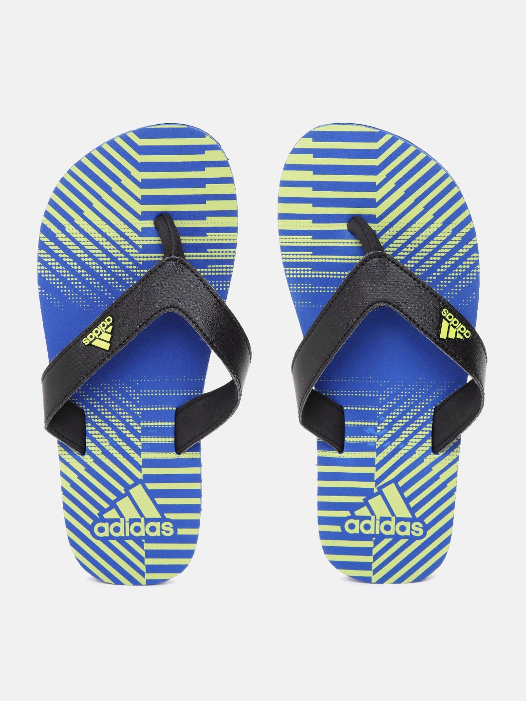 

ADIDAS Kids Black & Green Striped Thong Flip-Flops