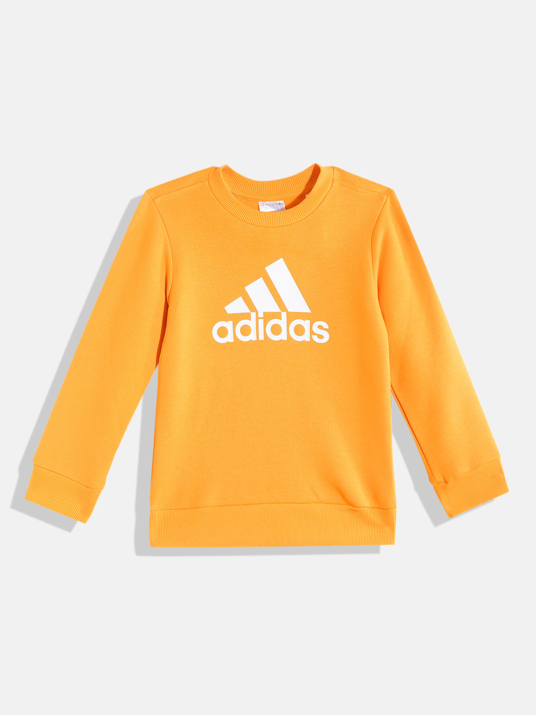 

ADIDAS Boys Mustard Yellow Brand Logo Print Detail Bos Crew FL S Sesogo 116 Sweatshirts