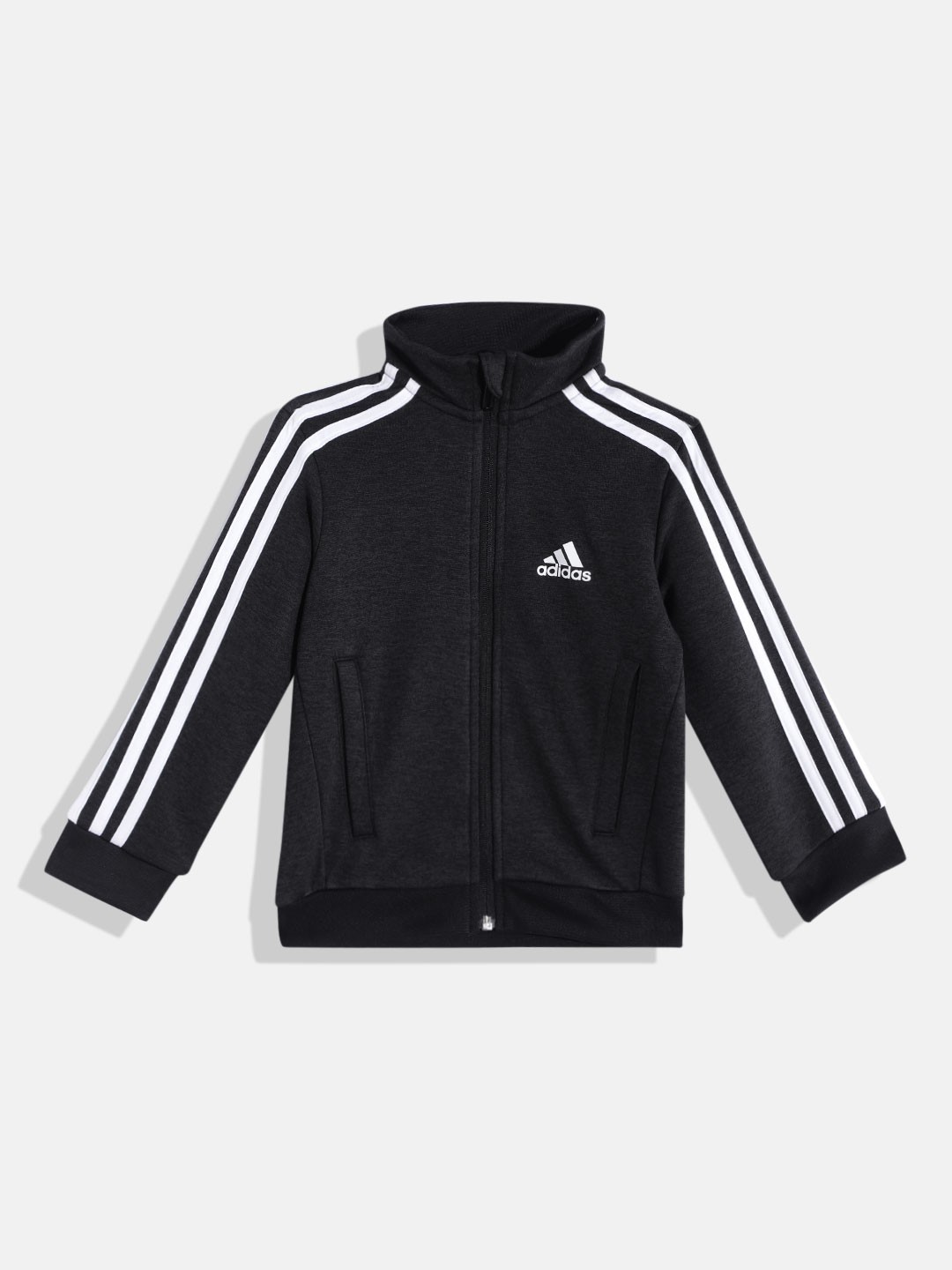 

ADIDAS Boys Black & white Solid 3S Full Ttop 104 Sweatshirts