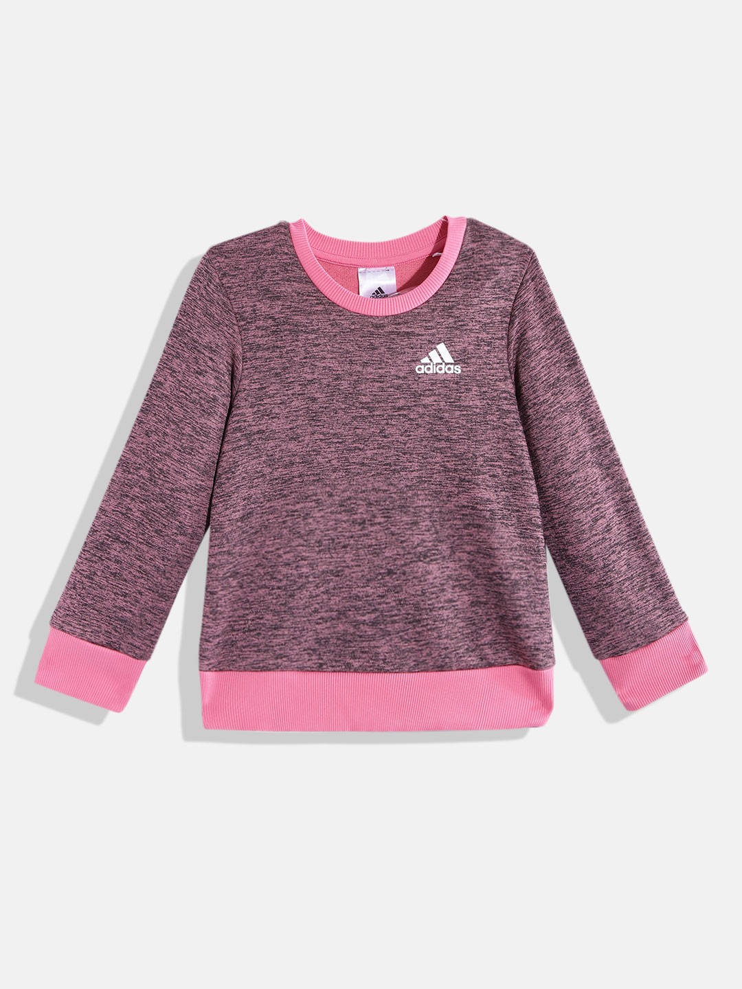 

ADIDAS Girls Pink & Black Solid Sweatshirt