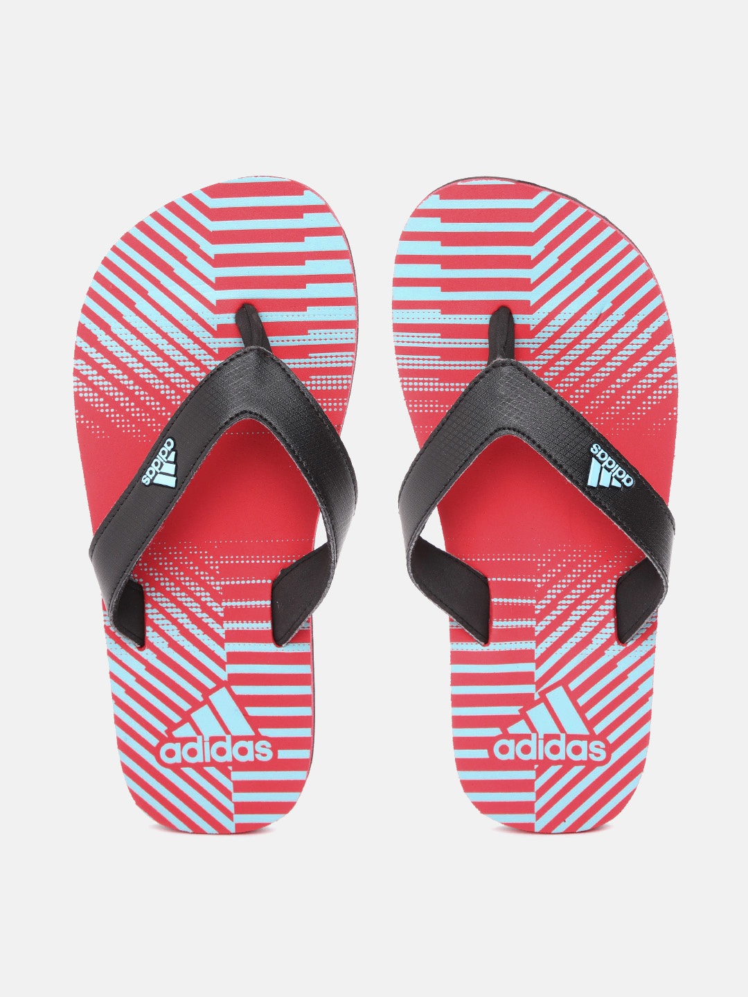 

ADIDAS Kids Black & Red Striped Thong Flip-Flops