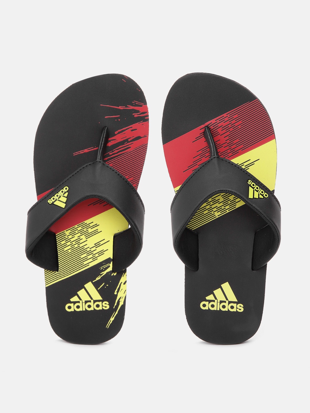 

ADIDAS Unisex Kids Black & Yellow Colourblocked Thong Flip-Flops