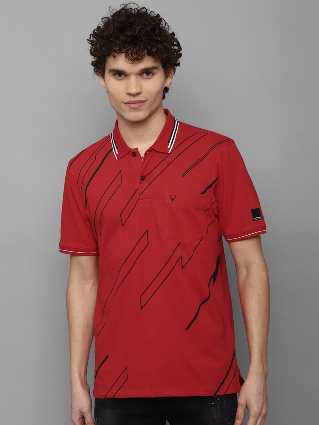 

Allen Solly Men Red Printed Polo Collar T-shirt