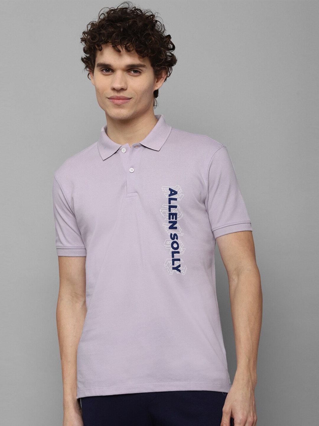 

Allen Solly Tribe Men Purple Typography Polo Collar T-shirt