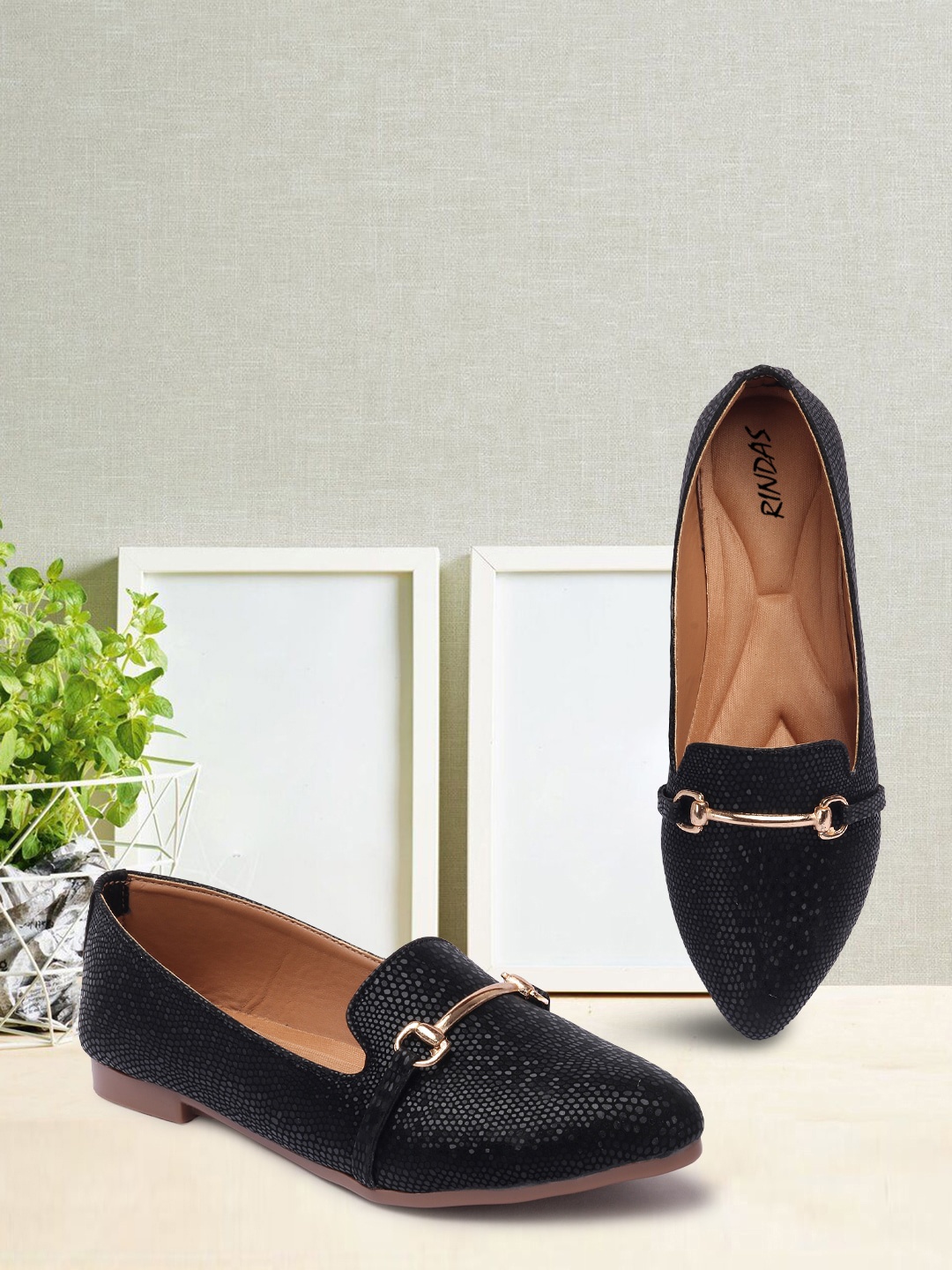 

RINDAS Women Black Ballerinas Flats