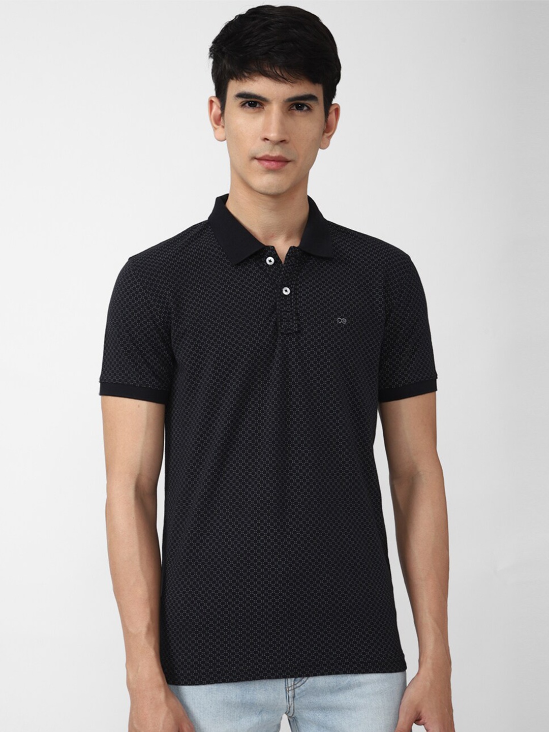 

Peter England Casuals Men Black Polo Collar Slim Fit T-shirt