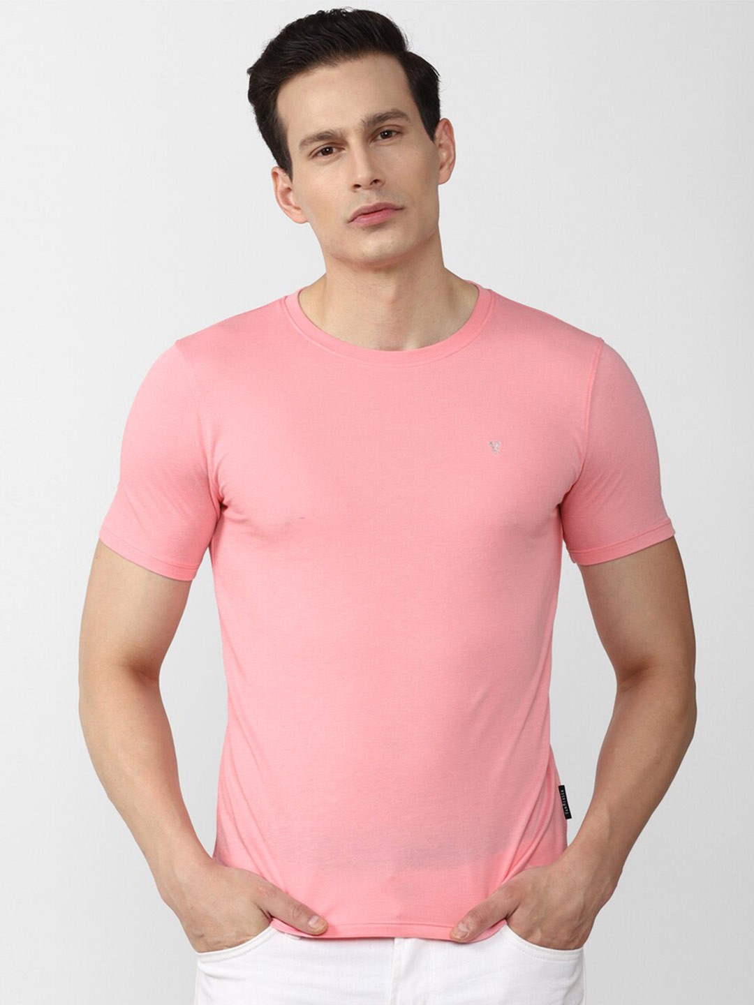 

V Dot Men Pink Slim Fit T-shirt