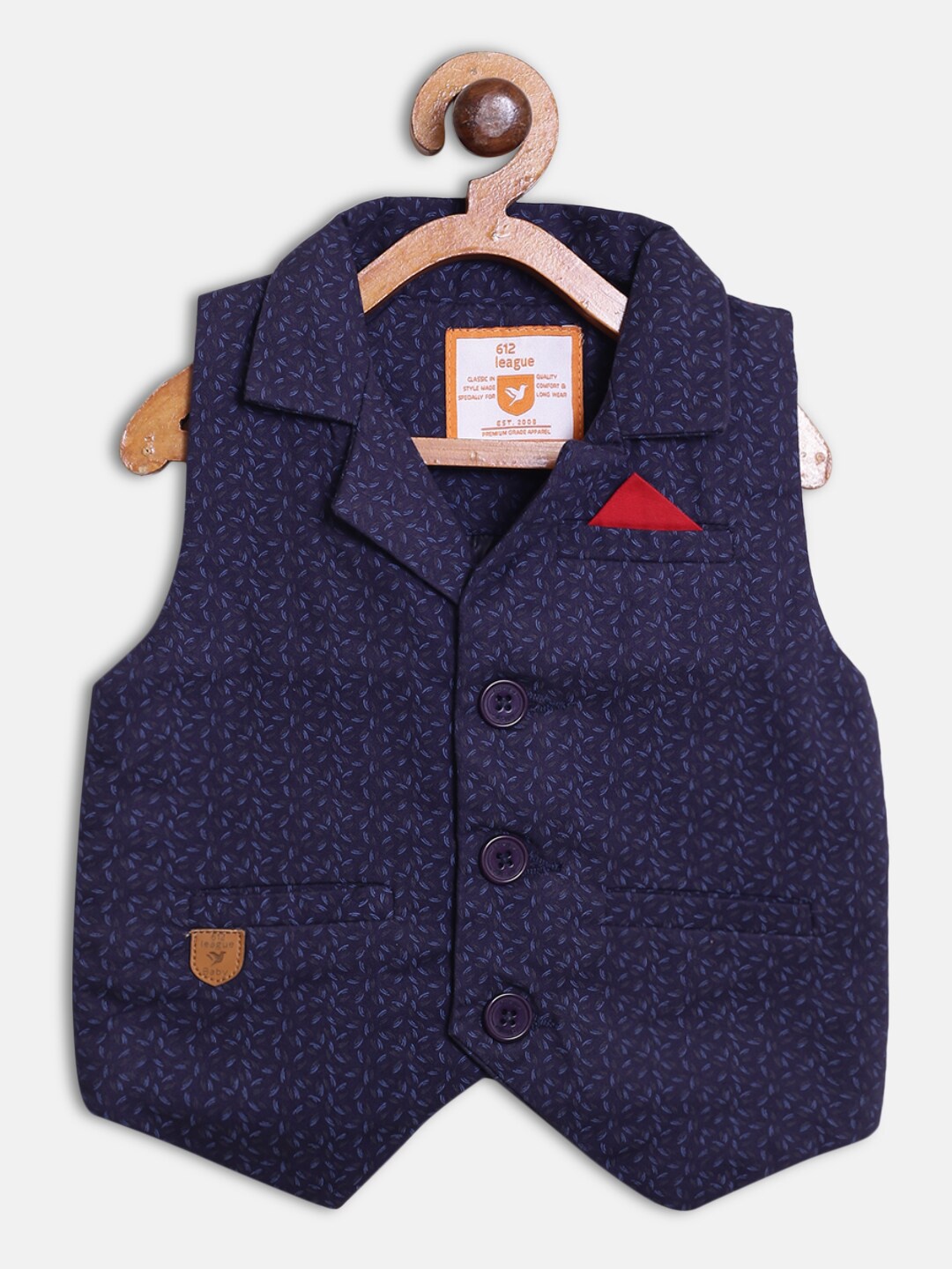 

612League Boys Blue Floral Tailored Jacket with Patchwork