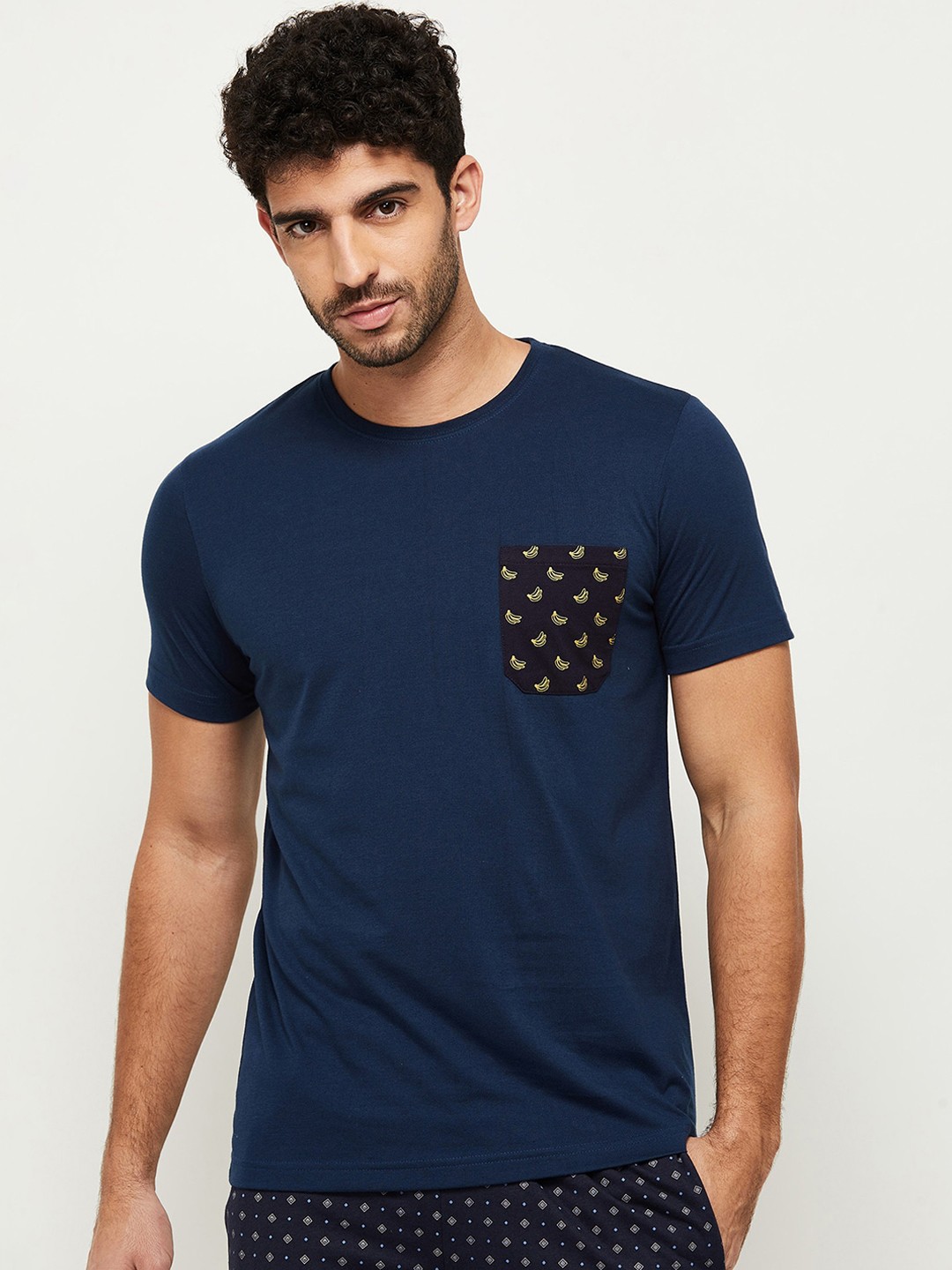 

Max Men Navy Blue Solid Lounge T-shirt