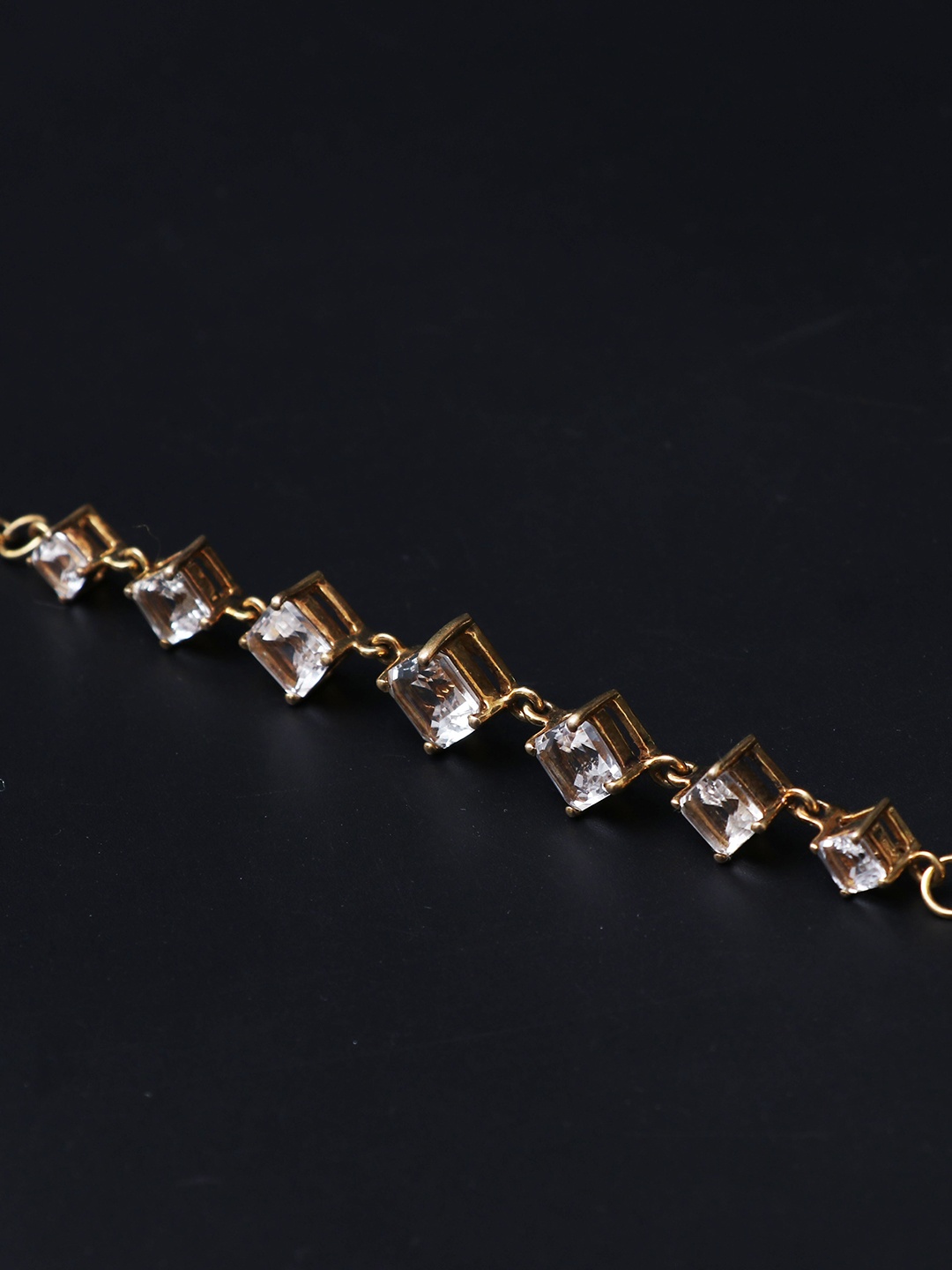 

HIFLYER JEWELS Women Gold-Toned & White Sterling Silver Topaz Gold-Plated Link Bracelet