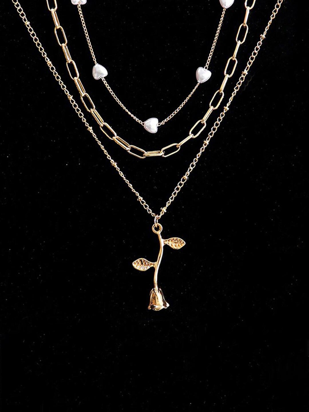 

Jewels Galaxy Gold-Toned & White Gold-Plated Layered Necklace