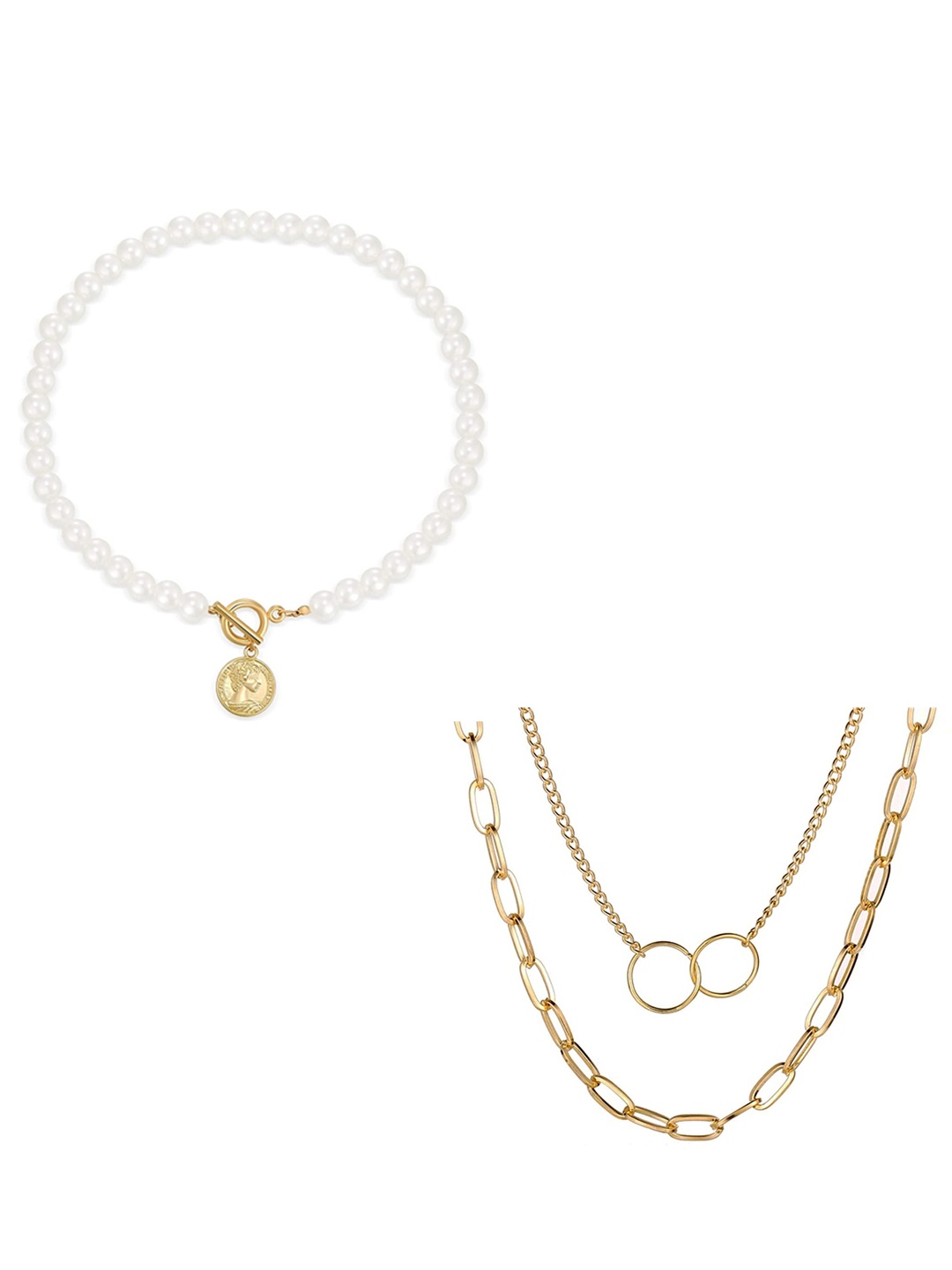 

Jewels Galaxy Set Of 2 White Gold-Plated Necklace