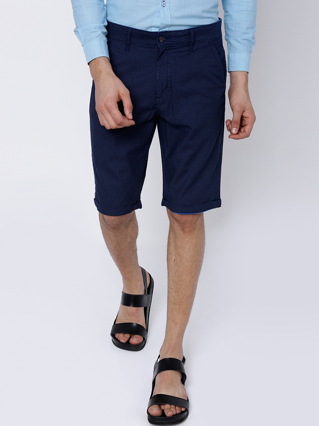 

LOCOMOTIVE Men Navy blue Printed Slim Fit Regular Shorts