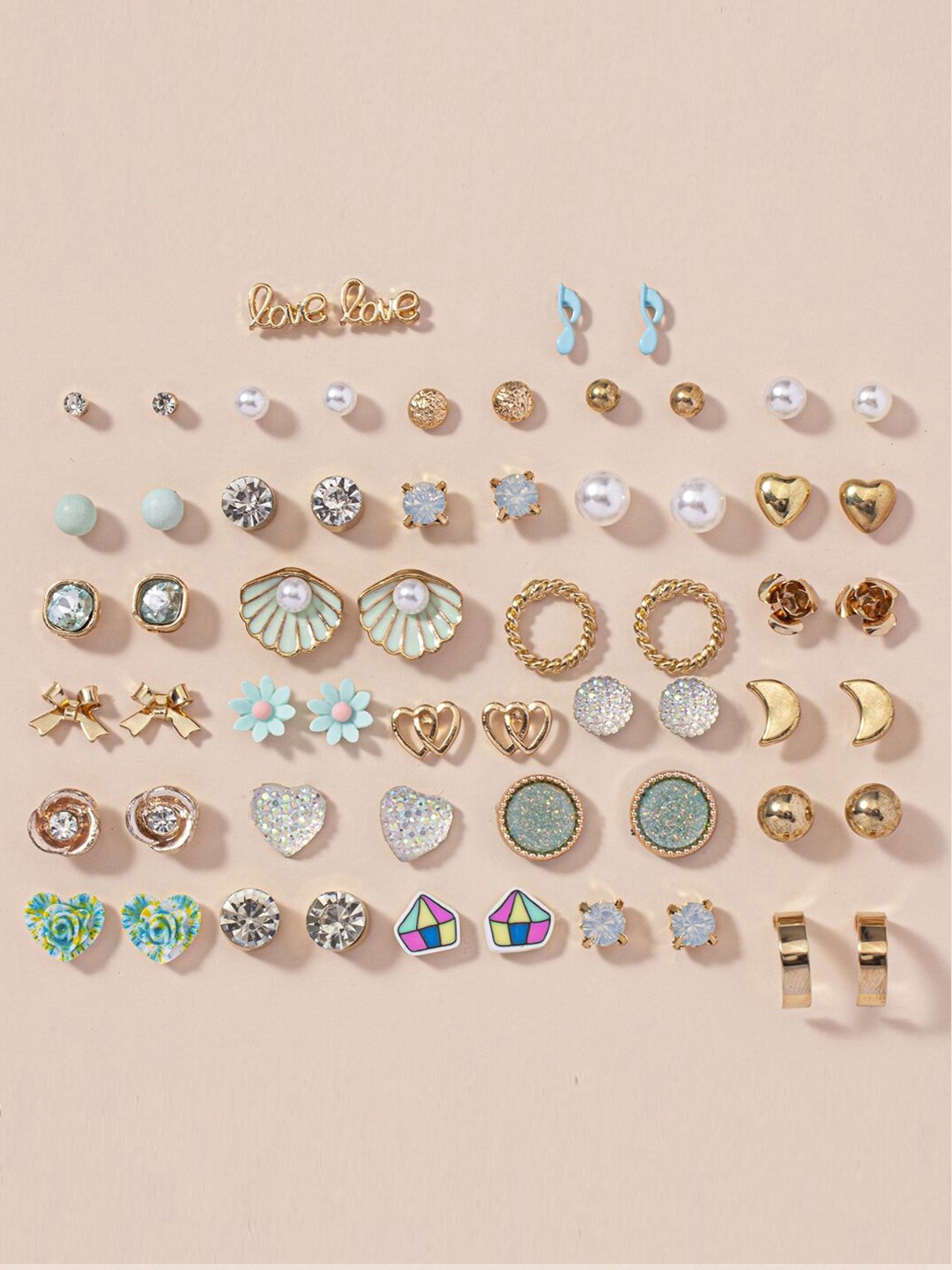 

Jewels Galaxy Multicoloured Set Of 30 Contemporary Studs Earrings, Multi