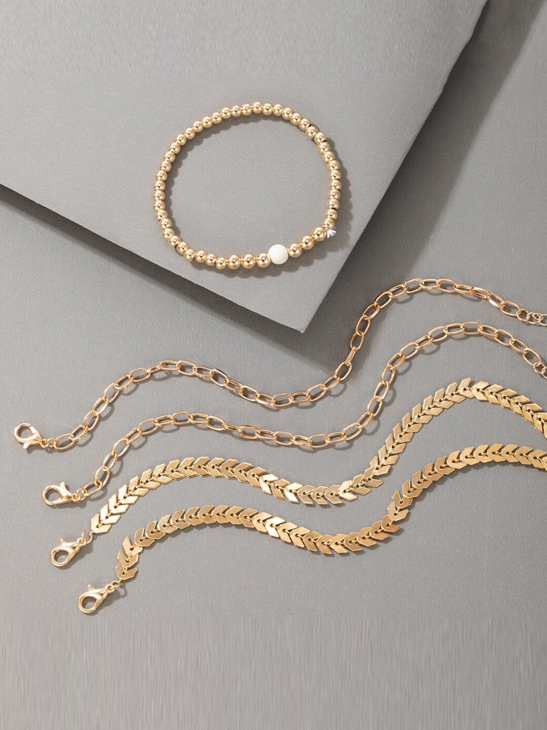 

Jewels Galaxy Women Set of 5 Gold-Plated Wraparound Bracelets