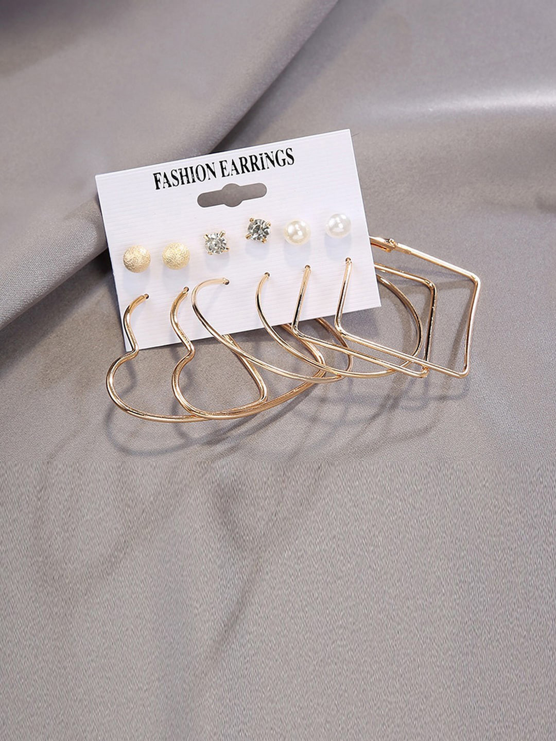 

Jewels Galaxy Gold-Toned Contemporary Studs Earrings Combo of 6