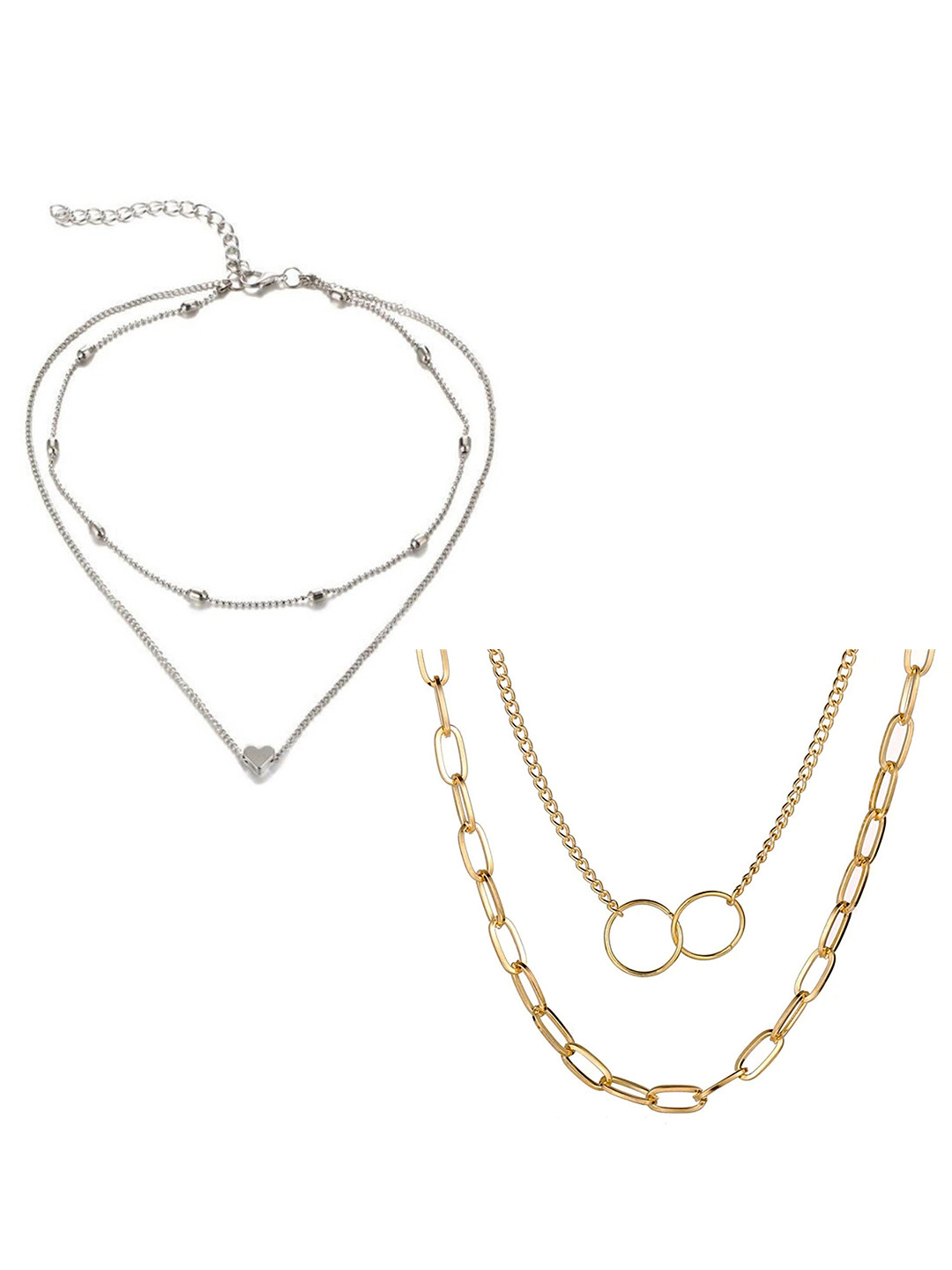 

Jewels Galaxy Set Of 2 Gold-Toned & Silver-Toned Necklace