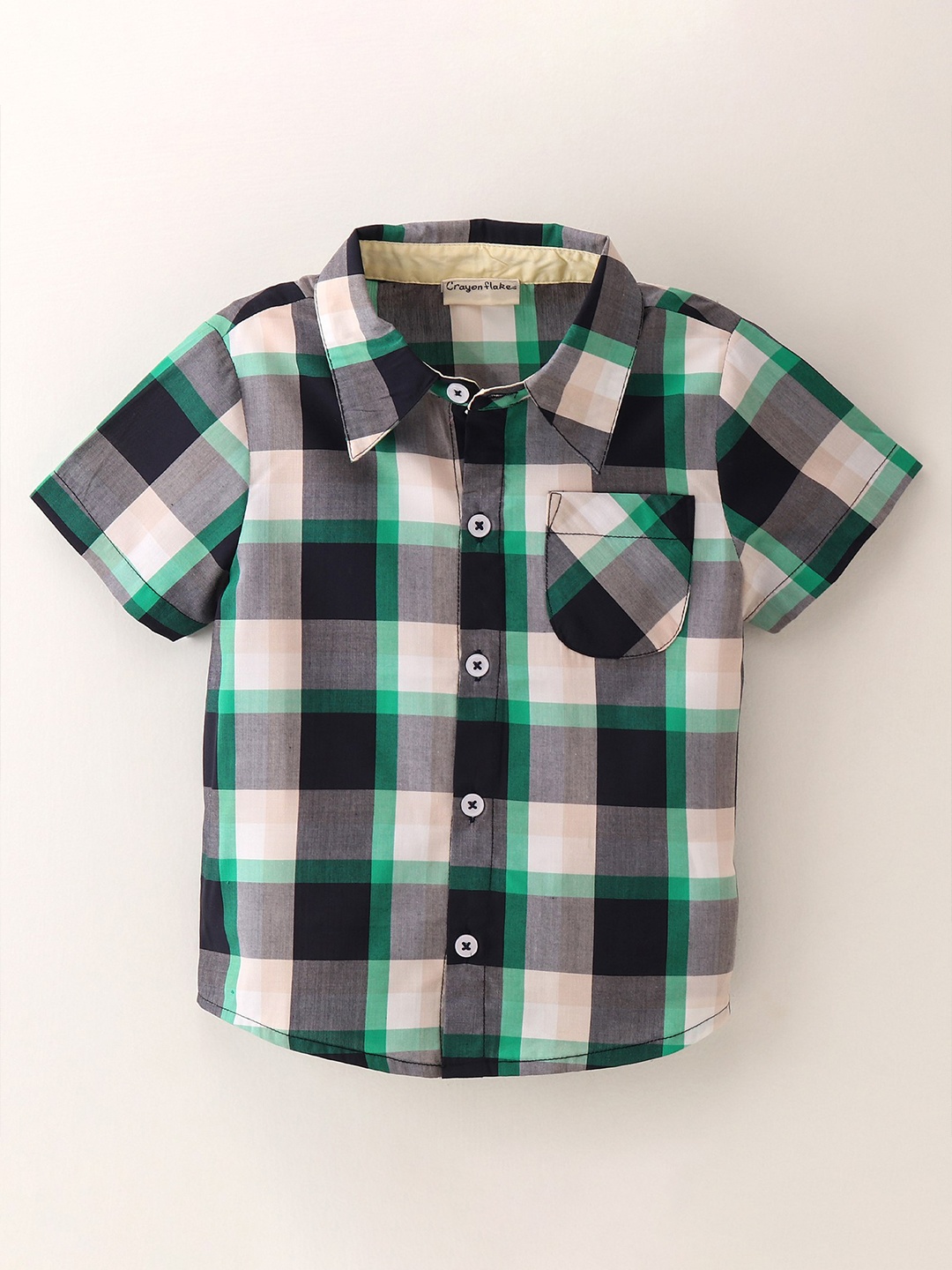CrayonFlakes Boys Black Buffalo Checked Pure Cotton Casual Shirt