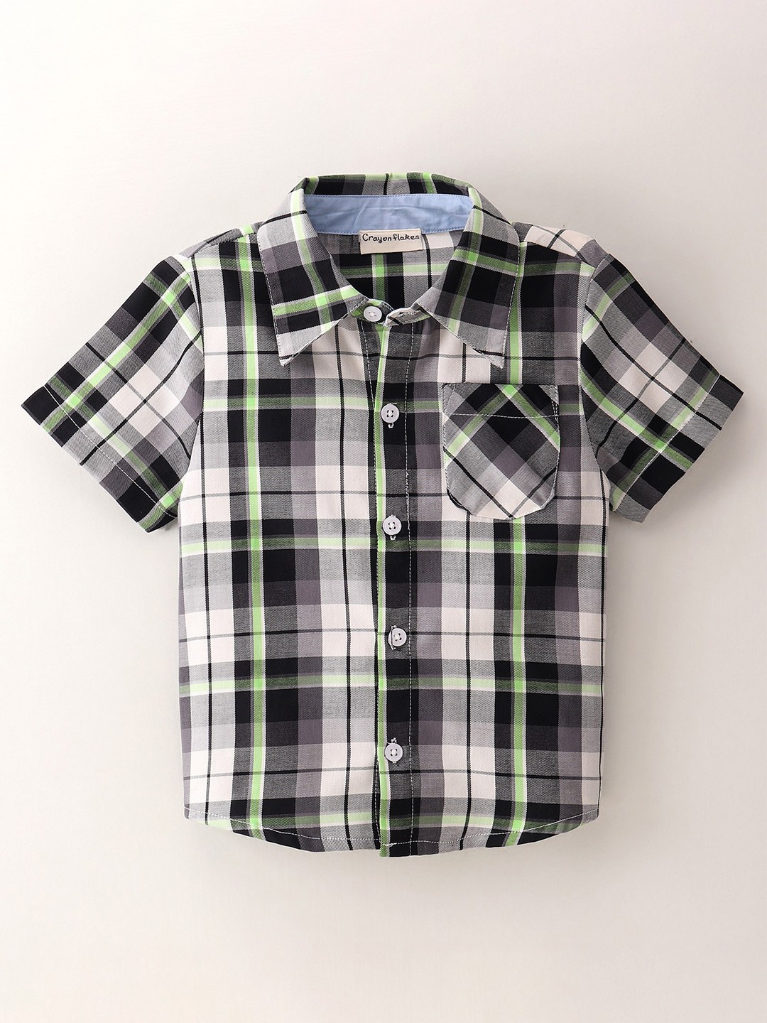 

CrayonFlakes Boys Black Tartan Checks Checked Casual Shirt